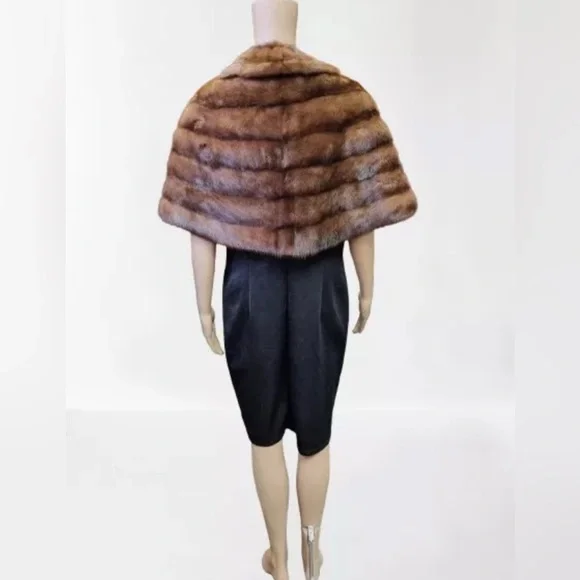 Vintage Genuine 100% Mink Paul Magder Fur Fully Lined Floral Stole Jacket Sz S/M - Picture 4 of 9